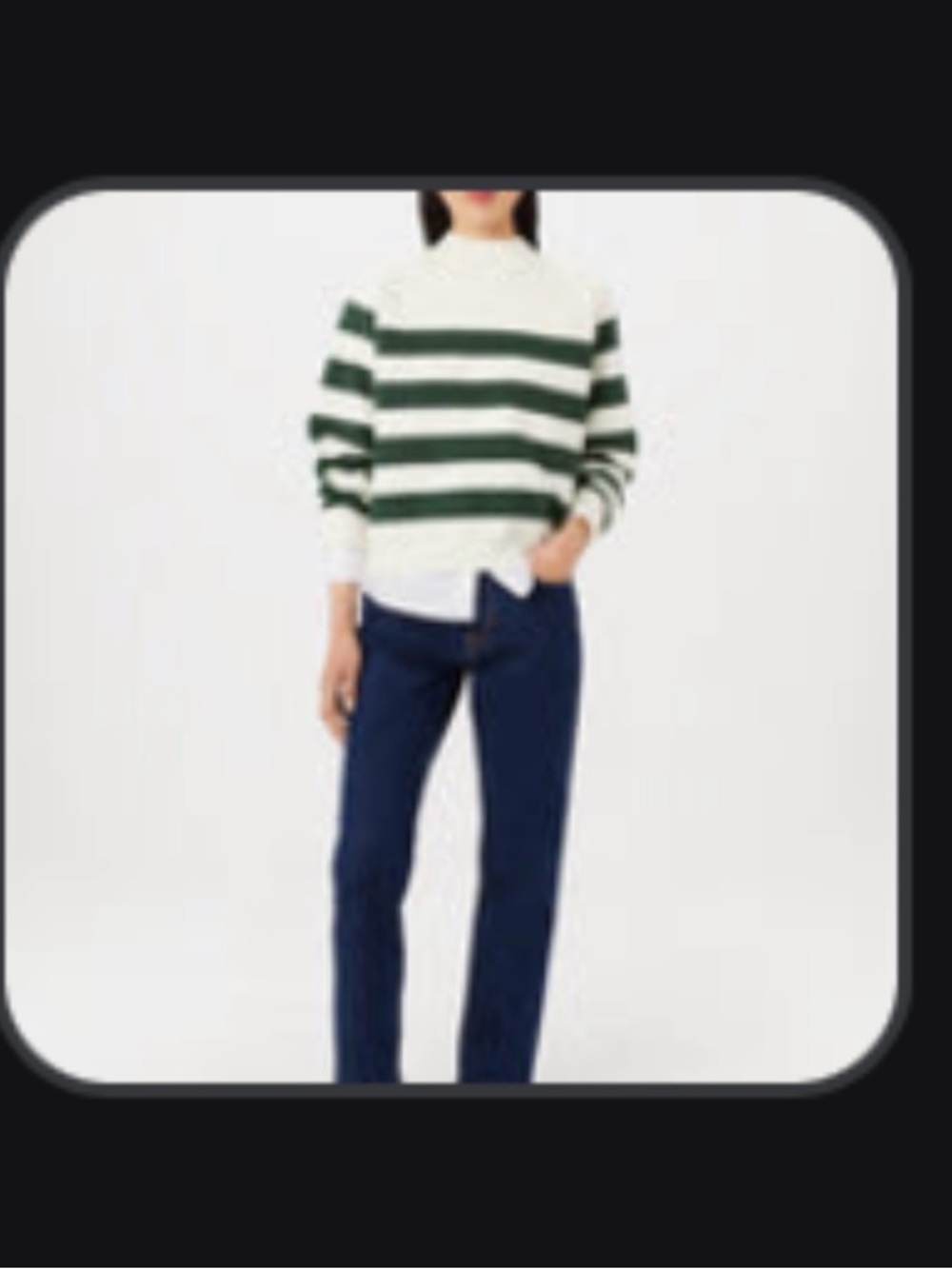 Frank & Oak Green and Cream Striped Turtleneck Sweater - Picture 4 of 4